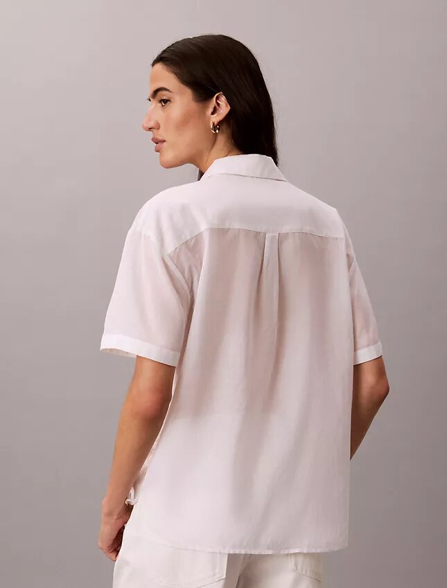 Cotton Blend Relaxed Button-Down Shirt Cotton Blend Relaxed Button-Down Shirt