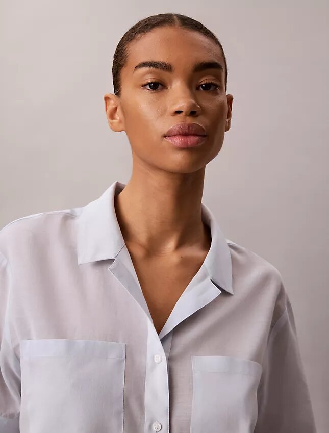 Cotton Blend Relaxed Button-Down Shirt Cotton Blend Relaxed Button-Down Shirt