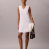 Cotton Blend V-Neck Mini Dress Cotton Blend V-Neck Mini Dress