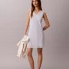Cotton Blend V-Neck Mini Dress Cotton Blend V-Neck Mini Dress