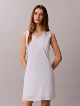 Cotton Blend V-Neck Mini Dress Cotton Blend V-Neck Mini Dress