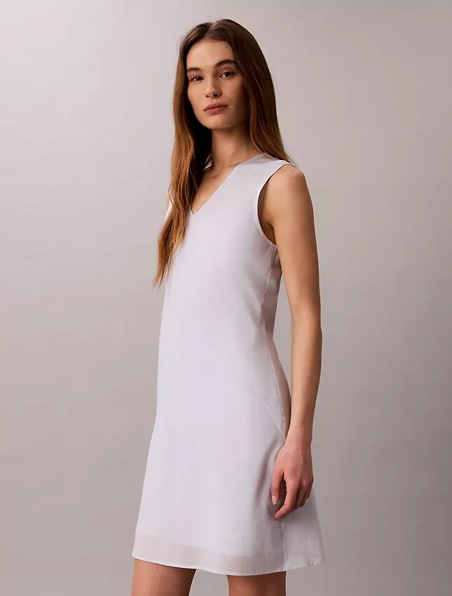Cotton Blend V-Neck Mini Dress Cotton Blend V-Neck Mini Dress