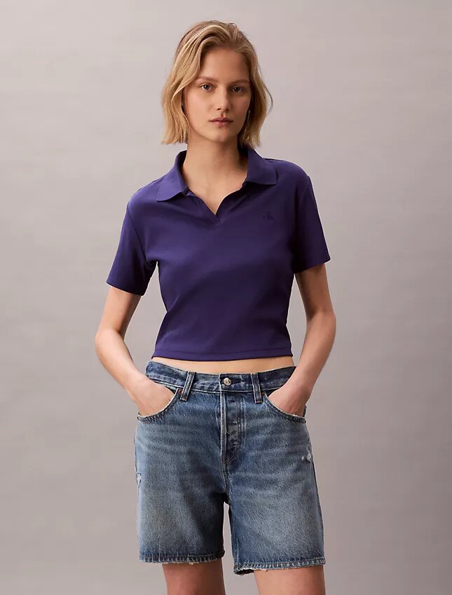 Cotton Contour Rib Polo Tee Cotton Contour Rib Polo Tee