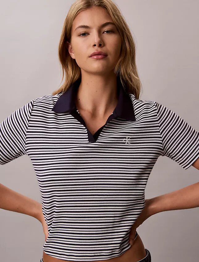 Cotton Contour Rib Polo Tee Cotton Contour Rib Polo Tee
