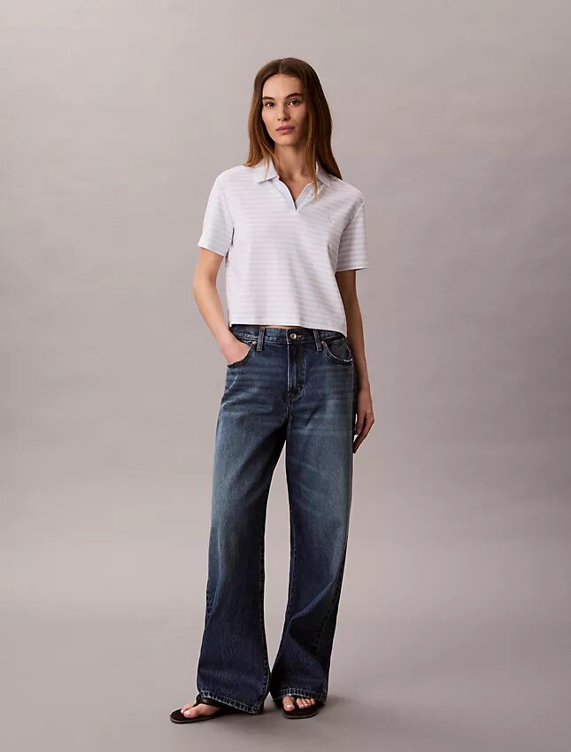 Cotton Contour Rib Polo Tee Cotton Contour Rib Polo Tee