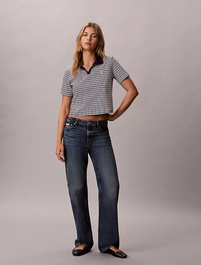 Cotton Contour Rib Polo Tee Cotton Contour Rib Polo Tee