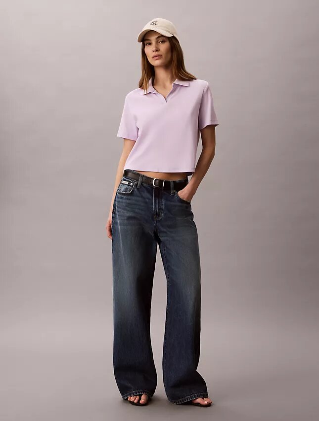 Cotton Contour Rib Polo Tee Cotton Contour Rib Polo Tee