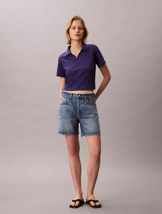Cotton Contour Rib Polo Tee Cotton Contour Rib Polo Tee
