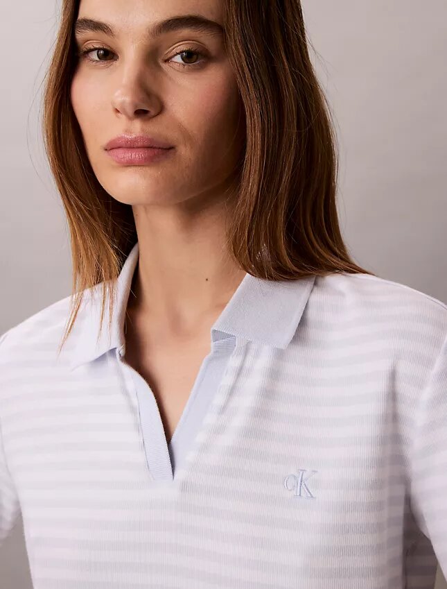 Cotton Contour Rib Polo Tee Cotton Contour Rib Polo Tee