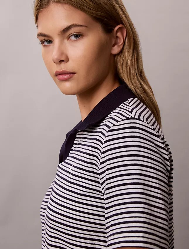 Cotton Contour Rib Polo Tee Cotton Contour Rib Polo Tee