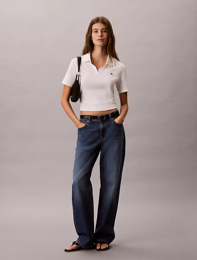 Cotton Contour Rib Polo Tee Cotton Contour Rib Polo Tee