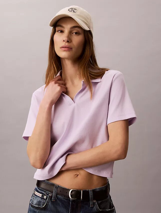 Cotton Contour Rib Polo Tee Cotton Contour Rib Polo Tee