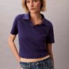 Cotton Contour Rib Polo Tee Cotton Contour Rib Polo Tee