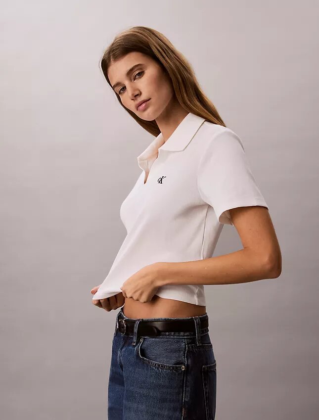 Cotton Contour Rib Polo Tee Cotton Contour Rib Polo Tee