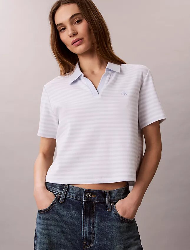 Cotton Contour Rib Polo Tee Cotton Contour Rib Polo Tee