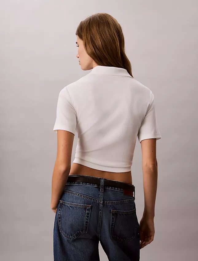 Cotton Contour Rib Polo Tee Cotton Contour Rib Polo Tee