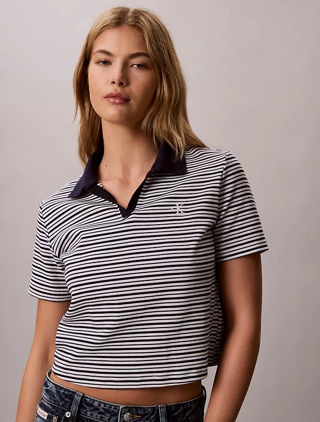 Cotton Contour Rib Polo Tee Cotton Contour Rib Polo Tee