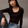 Cotton Contour Rib Slim Fit Long Sleeve T-Shirt
