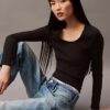 Cotton Contour Rib Slim Fit Long Sleeve T-Shirt