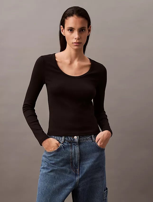 Cotton Contour Rib U-Neck Tee Cotton Contour Rib U-Neck Tee