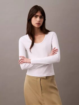 Cotton Contour Rib U-Neck Tee