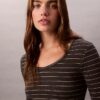 Cotton Contour Rib U-Neck Tee