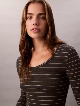 Cotton Contour Rib U-Neck Tee