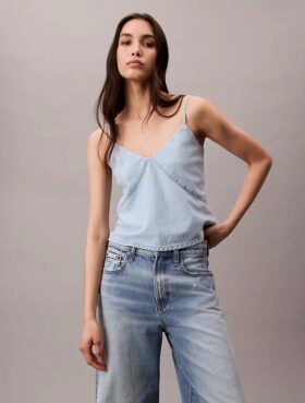 Cotton Linen Blend Denim Tank Top