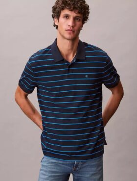 Cotton Pique Stripe Classic Polo Shirt