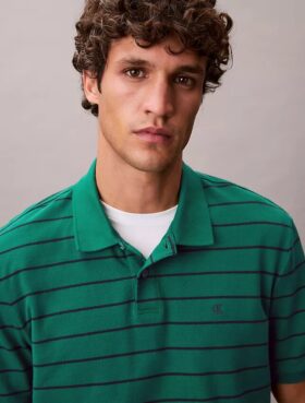 Cotton Pique Stripe Classic Polo Shirt