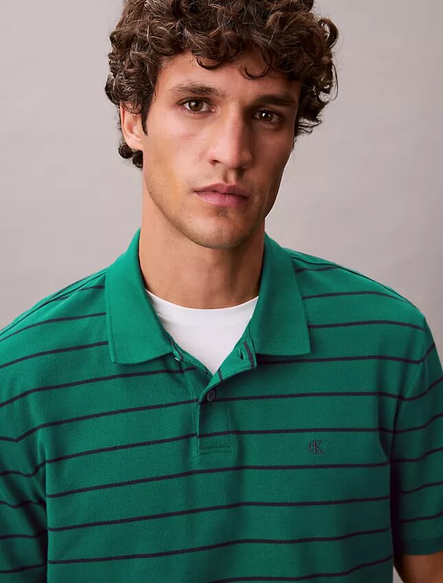 Cotton Pique Stripe Classic Polo Shirt Cotton Pique Stripe Classic Polo Shirt
