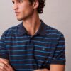 Cotton Pique Stripe Classic Polo Shirt