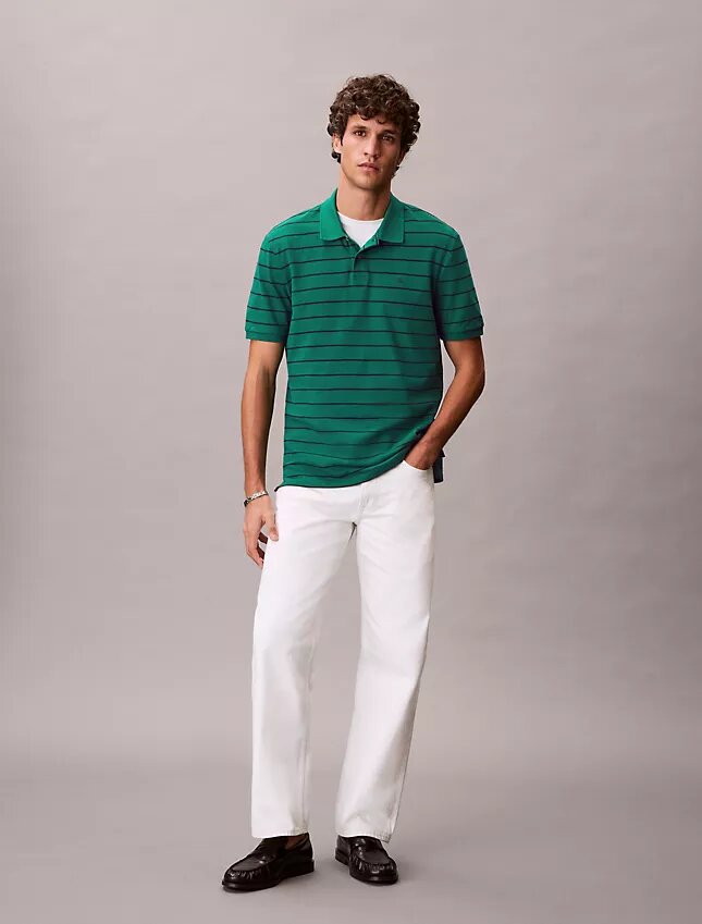 Cotton Pique Stripe Classic Polo Shirt Cotton Pique Stripe Classic Polo Shirt