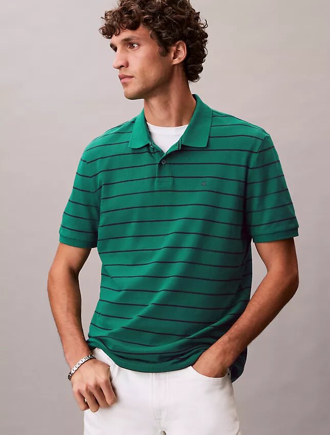 Cotton Pique Stripe Classic Polo Shirt Cotton Pique Stripe Classic Polo Shirt