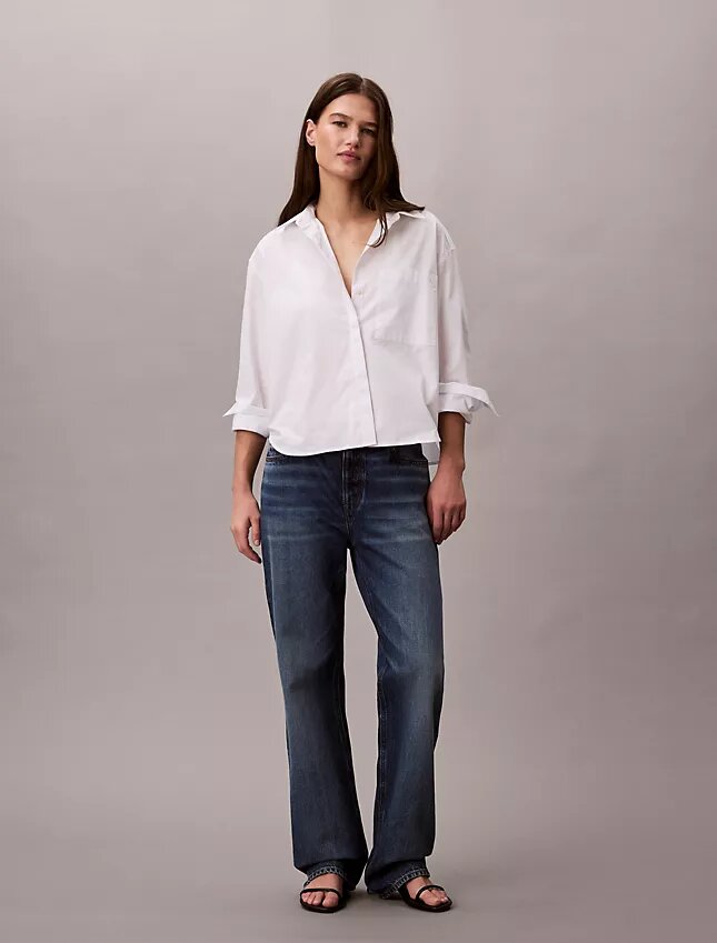 Cotton Poplin Boxy Button-Down Shirt Cotton Poplin Boxy Button-Down Shirt