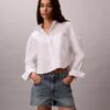 Cotton Poplin Cropped Boxy Button-Down Shirt Cotton Poplin Cropped Boxy Button-Down Shirt