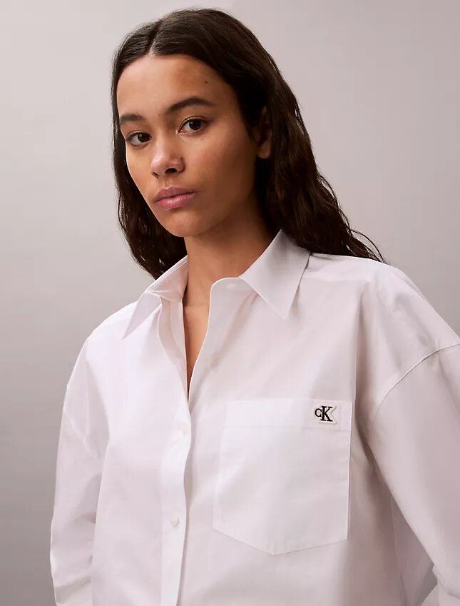 Cotton Poplin Cropped Boxy Button-Down Shirt Cotton Poplin Cropped Boxy Button-Down Shirt