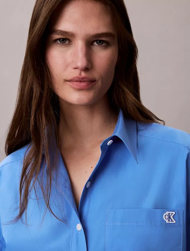 Cotton Poplin Cropped Boxy Button-Down Shirt Cotton Poplin Cropped Boxy Button-Down Shirt