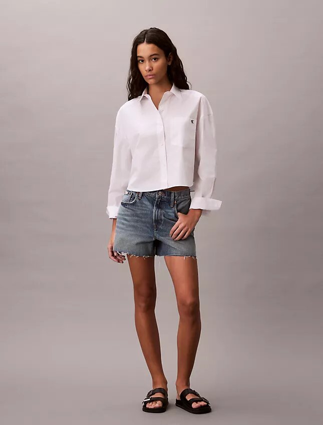 Cotton Poplin Cropped Boxy Button-Down Shirt Cotton Poplin Cropped Boxy Button-Down Shirt