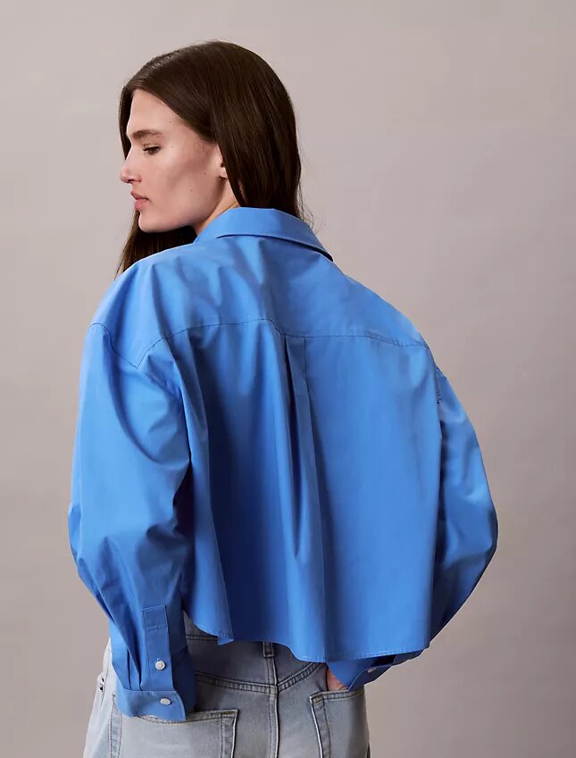 Cotton Poplin Cropped Boxy Button-Down Shirt Cotton Poplin Cropped Boxy Button-Down Shirt