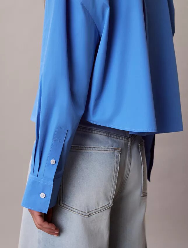Cotton Poplin Cropped Boxy Button-Down Shirt Cotton Poplin Cropped Boxy Button-Down Shirt