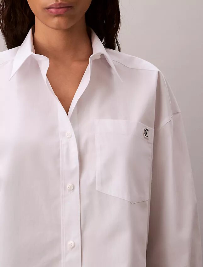 Cotton Poplin Cropped Boxy Button-Down Shirt Cotton Poplin Cropped Boxy Button-Down Shirt