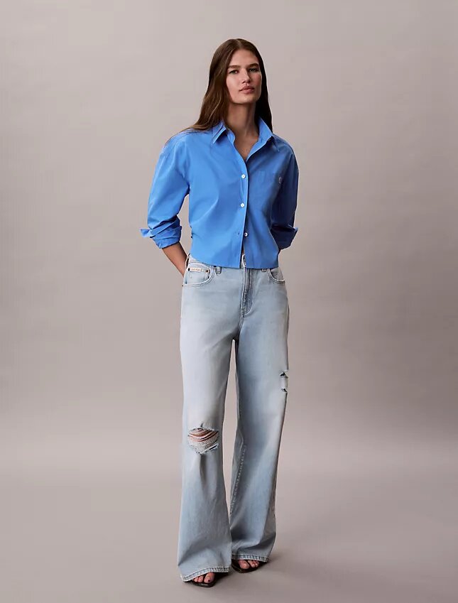 Cotton Poplin Cropped Boxy Button-Down Shirt Cotton Poplin Cropped Boxy Button-Down Shirt