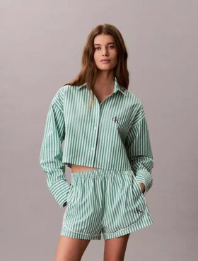 Cotton Poplin Cropped Sleep Shirt Cotton Poplin Cropped Sleep Shirt