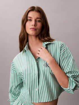 Cotton Poplin Cropped Sleep Shirt Cotton Poplin Cropped Sleep Shirt