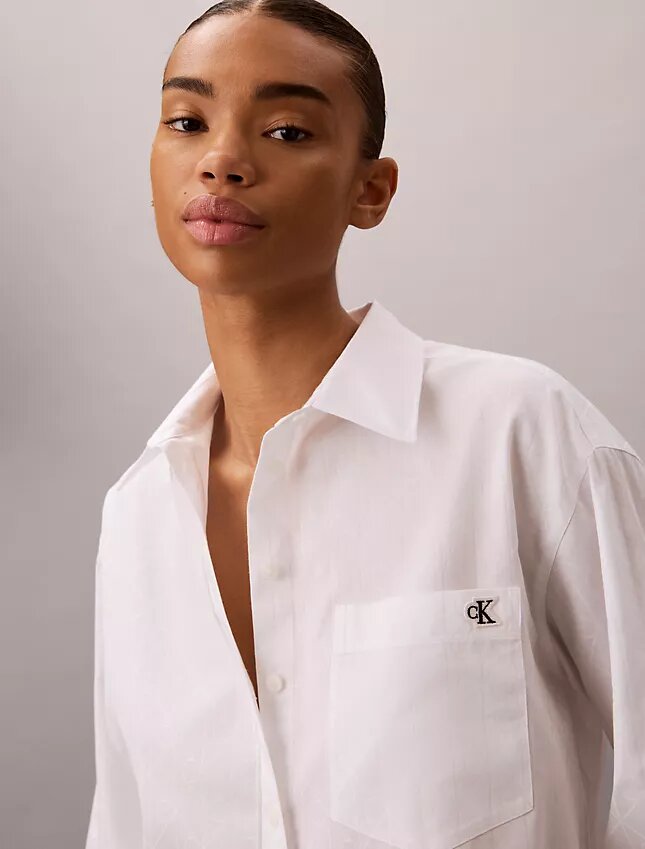 Cotton Poplin Emblem Logo Jacquard Shirt Cotton Poplin Emblem Logo Jacquard Shirt