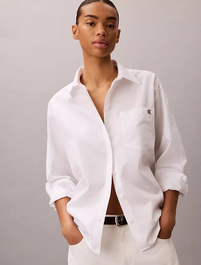 Cotton Poplin Emblem Logo Jacquard Shirt Cotton Poplin Emblem Logo Jacquard Shirt
