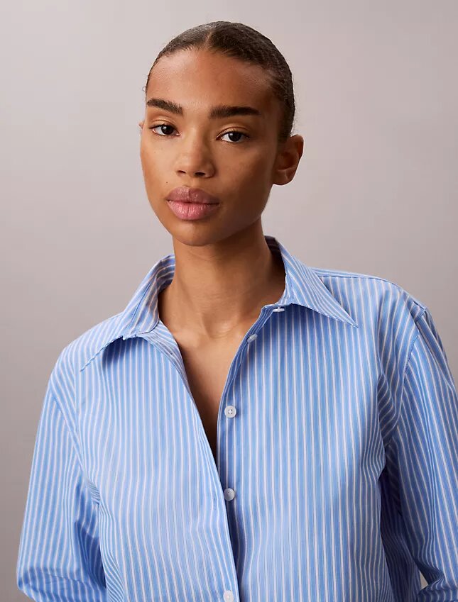 Cotton Poplin Emblem Logo Stripe Button-Down Shirt Cotton Poplin Emblem Logo Stripe Button-Down Shirt