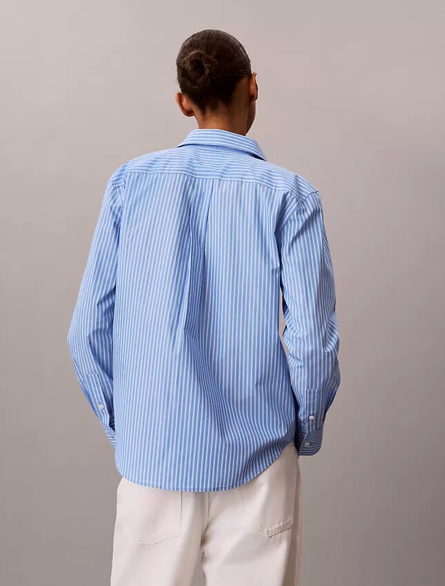 Cotton Poplin Emblem Logo Stripe Button-Down Shirt Cotton Poplin Emblem Logo Stripe Button-Down Shirt