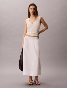 Cotton Poplin Midi Skirt